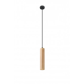 Lampa hanging Sollux Ligthing Pablo, 8cm, GU10 1x40W, black/naturalne drewno