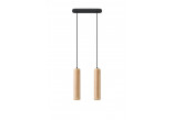 Lampa hanging Sollux Ligthing Lino 2, 6x34cm, GU10 2x40W, black/naturalne drewno