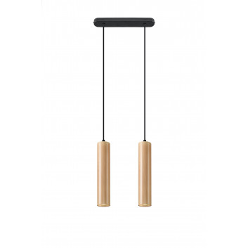 Lampa hanging Sollux Ligthing Pablo 2, 6x34cm, GU10 2x40W, black/naturalne drewno