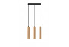 Lampa hanging Sollux Ligthing Lino 3, 6x40cm, GU10 3x40W, black/naturalne drewno