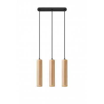 Lampa hanging Sollux Ligthing Pablo 3, 6x40cm, GU10 3x40W, black/naturalne drewno