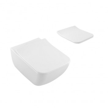 Bowl Villeroy & Boch Venticello, hanging z Ceramicplus+soft-close WC seat Slimseat slim