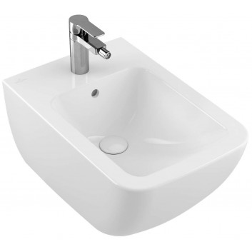 Wall hung bidet Villeroy&Boch Momento 2.0, 56x37,5cm, rectangular, z overflow, CeramicPlus, Ebony