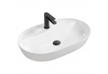 Countertop washbasin Rea Aura, 605x405mm, z overflow, battery hole, white