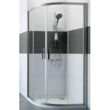 Cabin 1/4 circle Huppe Classics 2, 1000x1000mm, door sliding, entry width 570mm, Anti-Plaque, silver profil