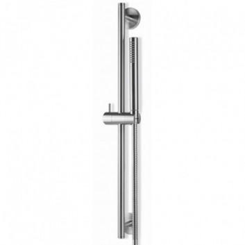 Shower set Vema Tiber Steel, rail z handshower i wężem, stainless steel inox