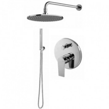 Shower set Vema Tiber Steel, concealed, 2 wyjścia wody, overhead shower 25cm, stainless steel inox