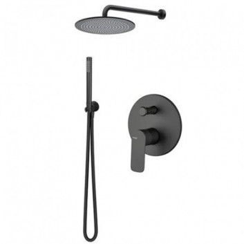 Shower set Vema Slate, concealed, 2 wyjścia wody, overhead shower 20cm, chrome