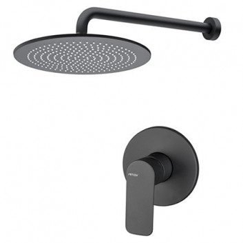 Shower set Vema Slate, concealed, 1 wyjście wody, overhead shower 20cm, chrome