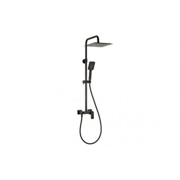 Shower set with mixer Valvex Loft, wall mounted, square overhead shower 250mm, handshower 3-functional, chrome