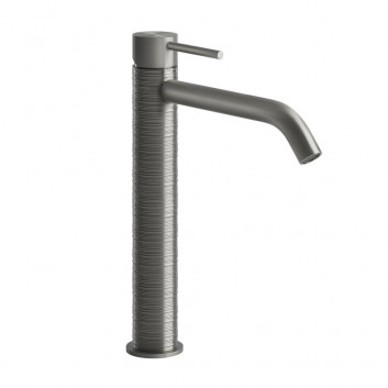 Washbasin faucet Gessi Trame, standing, height 305mm, długa spout, korek automatyczny, brushed steel