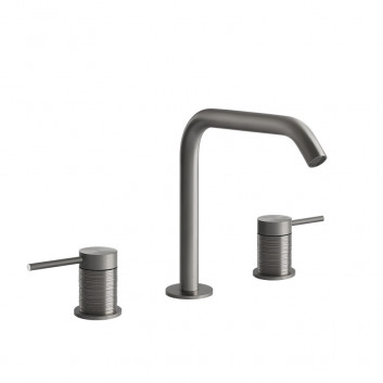 3-hole washbasin faucet Gessi Trame, standing, height 273mm, without pop, brushed steel