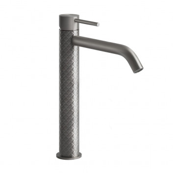 Washbasin faucet Gessi Intreccio, standing, height 305mm, długa spout, korek automatyczny, brushed steel