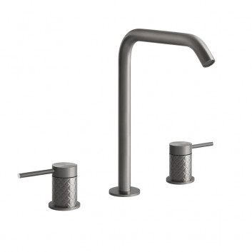 3-hole washbasin faucet Gessi Trame, standing, height 273mm, without pop, brushed steel