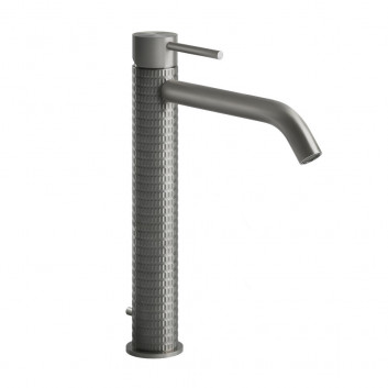 Washbasin faucet Gessi Meccanica, standing, height 305mm, short spout, korek automatyczny, brushed steel