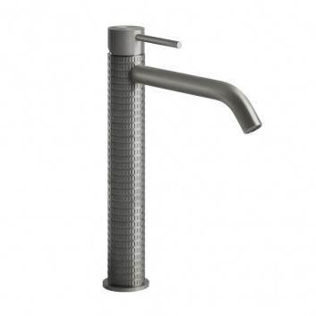 Washbasin faucet Gessi Meccanica, standing, height 305mm, długa spout, korek automatyczny, brushed steel