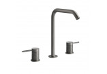 3-hole washbasin faucet Gessi Meccanica, standing, height 273mm, without pop, brushed steel