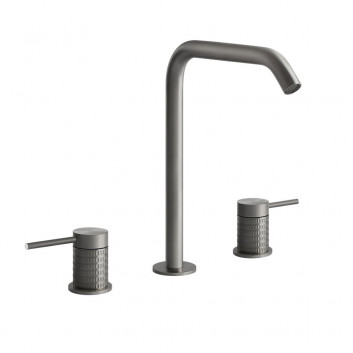 3-hole washbasin faucet Gessi Intreccio, standing, height 273mm, without pop, brushed steel