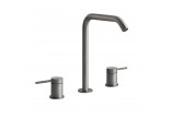 3-hole washbasin faucet Gessi Meccanica, standing, height 273mm, without pop, brushed steel