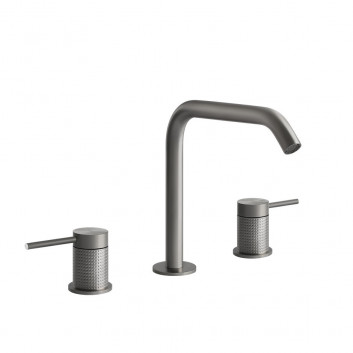 3-hole washbasin faucet Gessi Cesello, standing, height 273mm, without pop, brushed steel