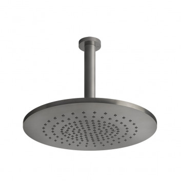 Overhead shower Gessi Shower316, round, 355mm, regulowana, with arm ściennym 500mm, brushed steel