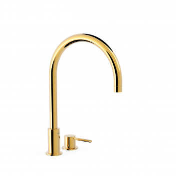 Two-handle washbasin faucet Tres Study-Colors, standing, height 373mm, finish 24k gold