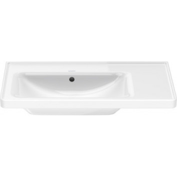 Wall-hung washbasin/vanity Duravit D-Neo, 80x48cm, asymmetric, komora on the left strony, z overflow, without tap hole, white