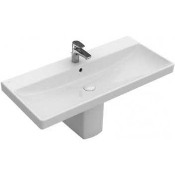 Vanity washbasin Villeroy&Boch Avento, 100x47cm, overflow, battery hole, CeramicPlus, Stone White