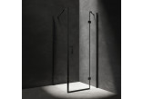 Square shower cabin Omnires Manhattan, 80x80cm, door swing, glass transparent, profil black mat