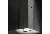 Square shower cabin Omnires Manhattan, 90x90cm, door swing, glass transparent, profil black mat