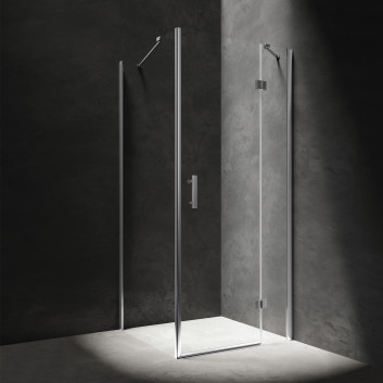 Rectangular shower cabin Omnires Manhattan, 80x90cm, door swing, glass transparent, profil chrome