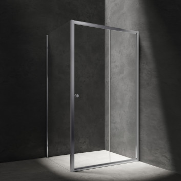 Rectangular shower cabin Omnires Bronx, 120x90cm, door sliding two-piece, glass transparent, profil chrome