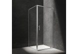 Square shower cabin Omnires Chelsea, 80x80cm, door sliding 3-częściowe, glass transparent, profil chrome