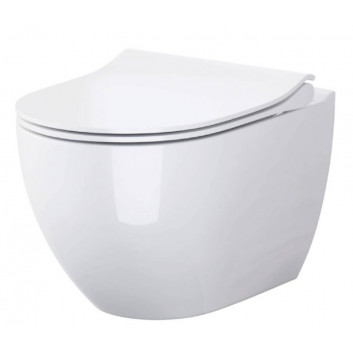 Bowl zawieszana with seat slim Cersanit Zen Set B246, 49,5x35,5cm, CleanOn, bez kołnierza, white