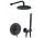Shower set Paffoni Light, concealed, 2 wyjścia wody, overhead shower round 225mm, black mat