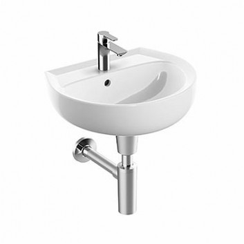 Wall-hung washbasin Kolo Rekord, 45x37cm, oval, without overflow, battery hole, white