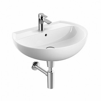 Wall-hung washbasin Kolo Rekord, 65x49cm, oval, without overflow, battery hole, white