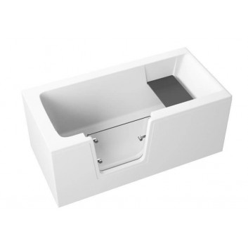 Bathtub rectangular Polimat Vevo, 140x70cm, with door dla seniora, acrylic, white