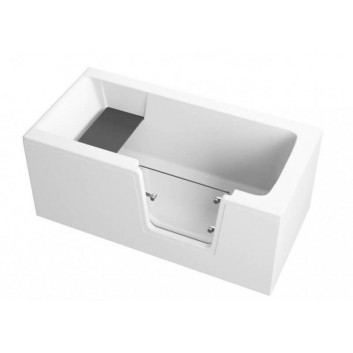 Bathtub rectangular Polimat Vovo, 140x70cm, with door dla seniora, acrylic, white