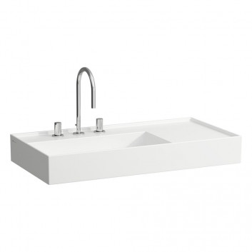 Wall-hung washbasin Laufen Kartell by Laufen, 90x46cm, shelf on the right, without overflow, without tap hole, white