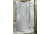 Shower cabin quadrangle frameless Huppe SolvaPro, swing door with fixed segment and side panel, fixing right, 700-1200 x 1201-1800 mm, height 1200-2000 mm on special order, silver shine, glass AntiPlaque