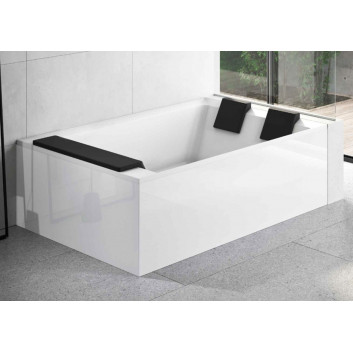 Corner bathtub Novellini Divina Dual, 190x140cm, montaż prawy, with frame, system przelewowy, without enclosure, white shine
