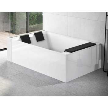 Corner bathtub with hydromassage Novellini Divina Dual, 190x140cm, montaż lewy, with frame, mixer z funkcją napełniana przez overflow, without enclosure, white shine