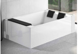 Corner bathtub with hydromassage Novellini Divina Dual, 190x140cm, montaż prawy, with frame, system przelewowy, cascade spout, without enclosure, white mat