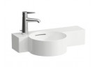 Washbasin wall mounted Laufen Val, SaphirKeramik, 55x31,5 cm, shelf on the right, with tap hole on the left stronie, white