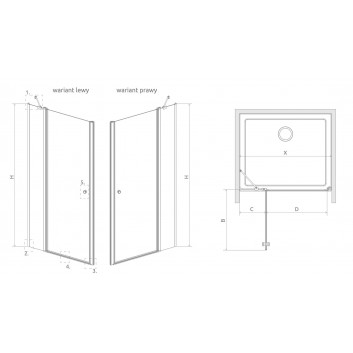 Door sliding for recess installation Radaway Furo Black DWJ RH 100, right, with wall, 100x200cm, round holder, glass transparent, profil black