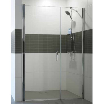 Swing door for recess installation Huppe Classic 2 quadrangle, 1200x1900mm, ze stałym fragmentem, uniwersalne, Anti-Plaque, shiny silver profile