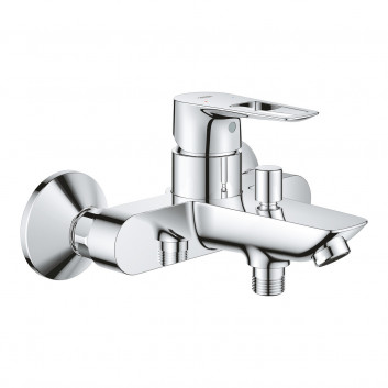 Bath tap Grohe BauEdge, wall mounted, single lever, 2 wyjścia wody, chrome