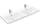 Vanity washbasin double Villeroy & Boch Subway 3.0, 130x47cm, z overflow, 2 otwory na armaturę, Weiss Alpin CeramicPlus