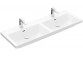 Vanity washbasin double Villeroy & Boch Subway 3.0, 130x47cm, z overflow, 2 otwory na armaturę, Weiss Alpin